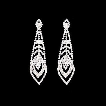 Stylish Dangly Leaf Rhinestone Earrings SLEM1792