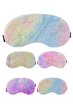 PACK OF 12 ASSORTED COLOR CUTE SOFT FUR SLEEPING MASK