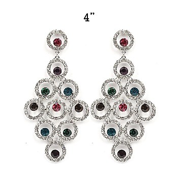 TRENDY BUBBLE WEB CHANDELIER STONE EARRINGS SLEMQ137