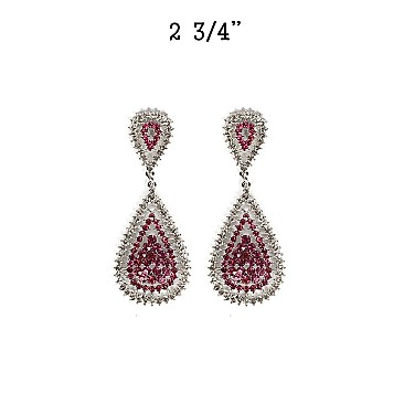 FASHIONABLE DANGLY OVAL RHINESTONE EARRING SLEMQ176