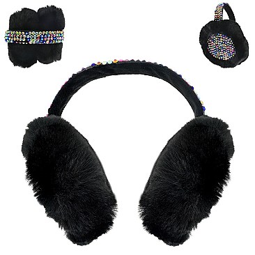 Warm earmuffs Crystals Rhinestone Fluffy earmuffs