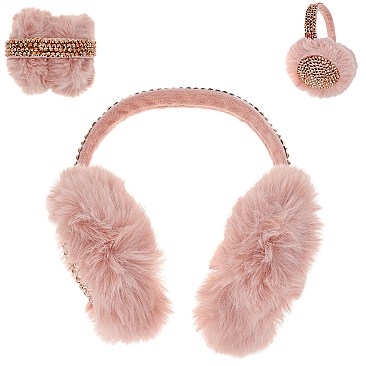 Warm earmuffs Crystals Rhinestone Fluffy earmuffs