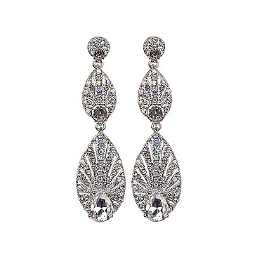 Fashionable Dangly Teardrop Gem Earrings SLEQ106