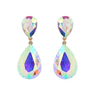 FASHIONABLE DANGLY TEARDROP GEM EARRINGS SLEQ148