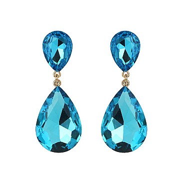 FASHIONABLE DANGLY TEARDROP GEM EARRINGS SLEQ148