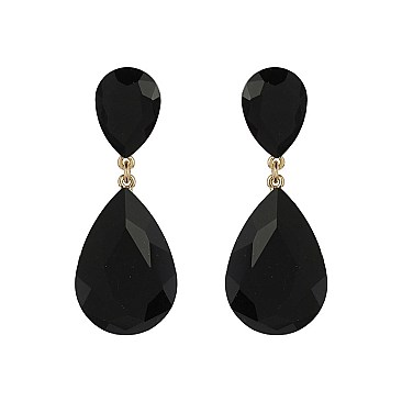 FASHIONABLE DANGLY TEARDROP GEM EARRINGS SLEQ148