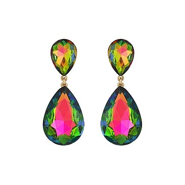 FASHIONABLE DANGLY TEARDROP GEM EARRINGS SLEQ148