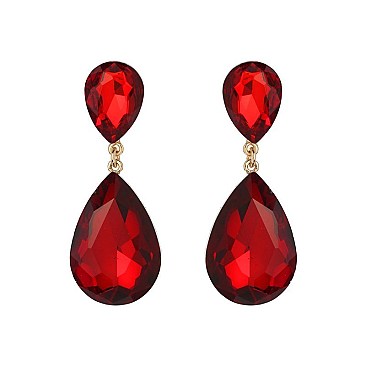 FASHIONABLE DANGLY TEARDROP GEM EARRINGS SLEQ148