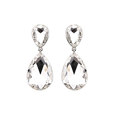 FASHIONABLE DANGLY TEARDROP GEM EARRINGS SLEQ148
