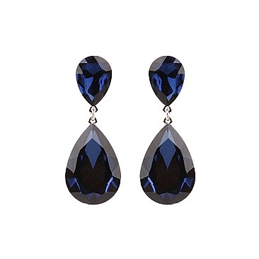 FASHIONABLE DANGLY TEARDROP GEM EARRINGS SLEQ148