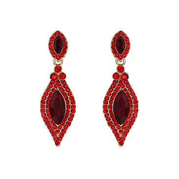 FASHIONABLE DANGLY LEAF W/ OVAL GEM and STONES EARRINGS SLEQ158