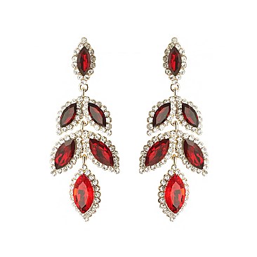 Fashionable Dangly Marquise Gem Leaf Earrings SLEQ170