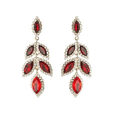 Fashionable Dangly Marquise Gem Leaf Earrings SLEQ170