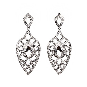 Fashionable Dangly Teardrop Gem with Stones Earrings SLEQ177