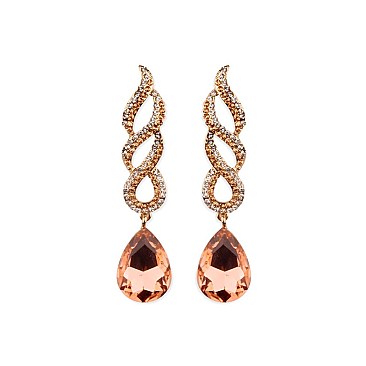 Fashionable 2 Tone Stone Encrusted Twist Earrings SLEQ179