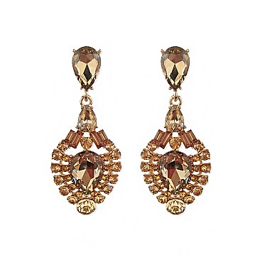 Fashionable Dangly Teardrop Gem Cluster Earrings SLEQ196