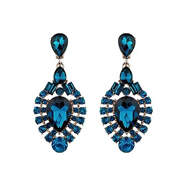 Fashionable Dangly Teardrop Gem Cluster Earrings SLEQ196