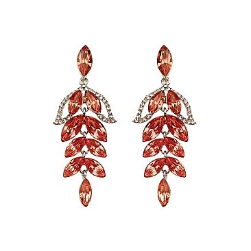 Fashionable Dangly Leaf Marquise Gem Cluster Earrings SLEQ202