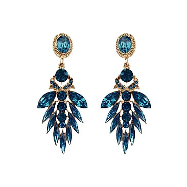 Fashionable Dangly Gem Cluster Leaf Earrings SLEQ214