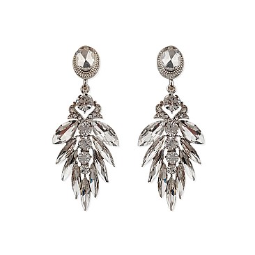 Fashionable Dangly Gem Cluster Leaf Earrings SLEQ214