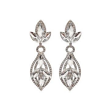 Fashionable Dangly Marquise Gem Cluster Leaf Earrings SLEQ215