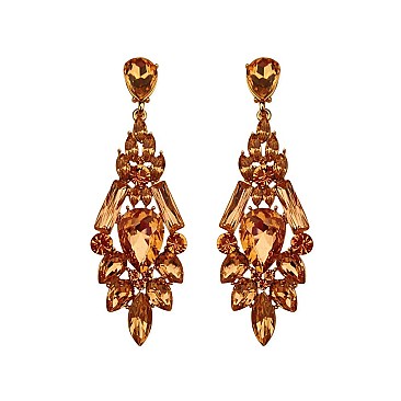 Fashionable Dangly Gem Cluster Earrings SLEQ216