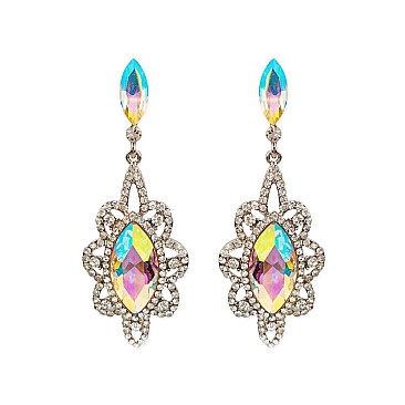Fashionable Dangly Marquise Gem Earrings SLEQ228