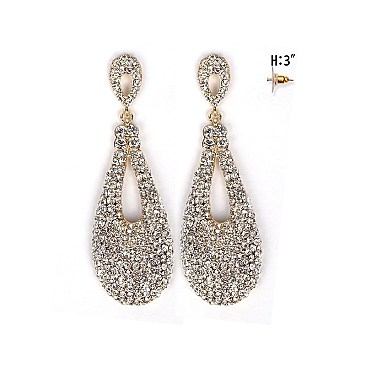 FASHIONABLE DANGLY STONE TEARDROP EARRING SLEQ243