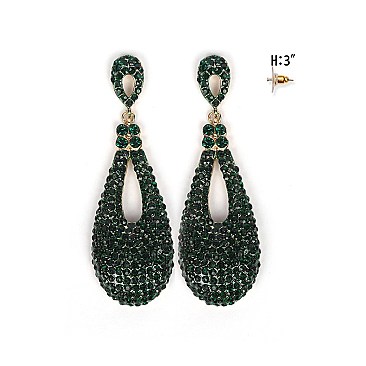 FASHIONABLE DANGLY STONE TEARDROP EARRING SLEQ243