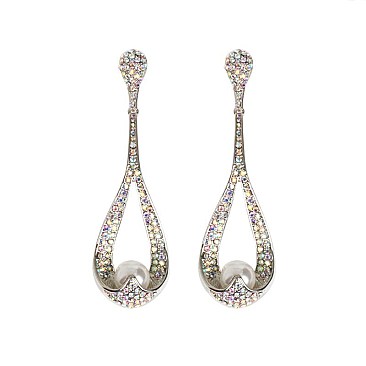 PEARL POST CRYSTAL DROP EARRING SLEQ248