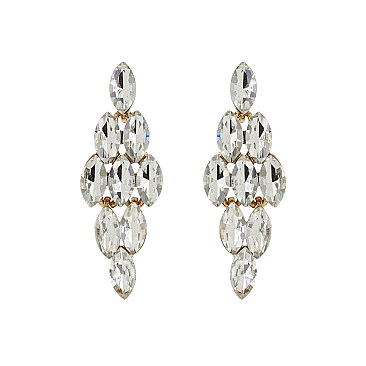 FASHIONABLE DIAMOND STONE GEM GLASS POST EARRING