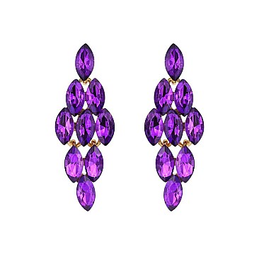 FASHIONABLE DIAMOND STONE GEM GLASS POST EARRING