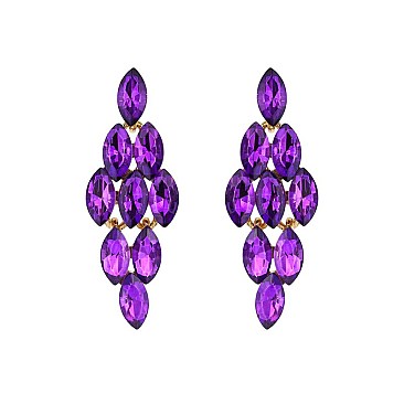 FASHIONABLE DIAMOND STONE GEM GLASS POST EARRING