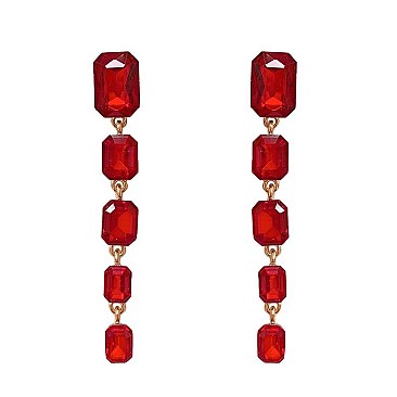 RECTANGLE GEM DROP EARRINGS