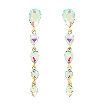 TEARDROP DANGLY GEM STONE EARRING