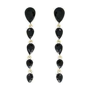 TEARDROP DANGLY GEM STONE EARRING