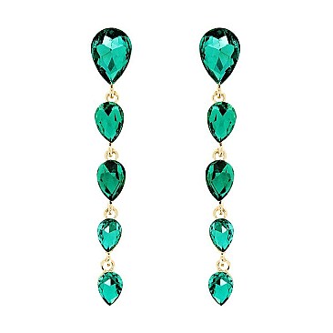 TEARDROP DANGLY GEM STONE EARRING