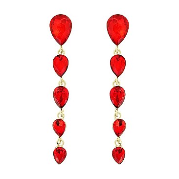 TEARDROP DANGLY GEM STONE EARRING