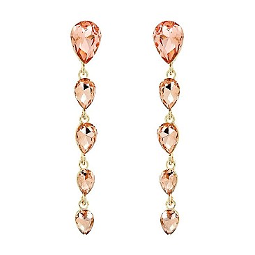 TEARDROP DANGLY GEM STONE EARRING