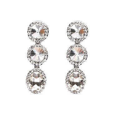 FASHIONABLE STONE POST EARRINGS SLEQ569