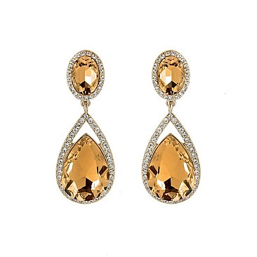 FASHIONABLE OVAL RHINESTONE EARRING W/ GEMS SLEQ570