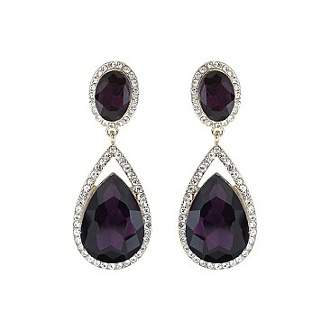 FASHIONABLE OVAL RHINESTONE EARRING W/ GEMS SLEQ570