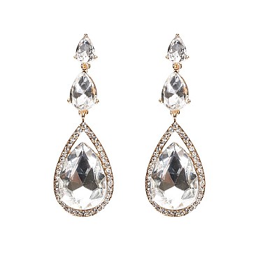 FASHIONABLE STONE POST EARRINGS SLEQ571