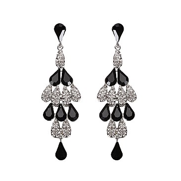 FASHIONABLE CHANDELIER RHINESTONE EARRING W/ GEMS SLEQ572