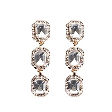 FASHIONABLE STONE POST EARRINGS SLEQ575