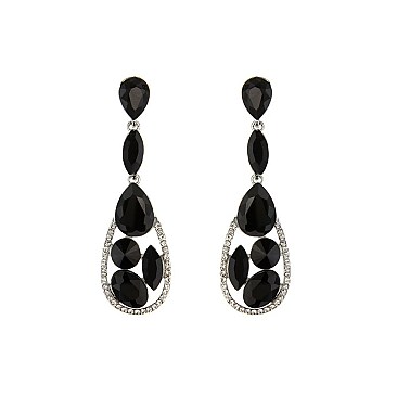 FASHIONABLE LONG POST RHINESTONE EARRING W/ GEMS SLEQ576