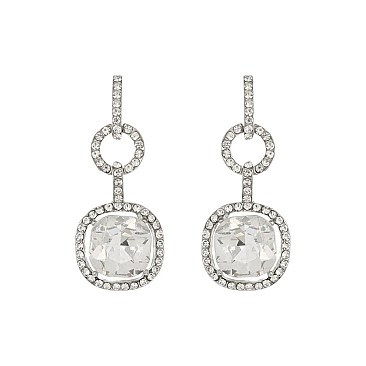 FASHIONABLE STONE POST EARRINGS SLEQ583