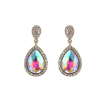 FASHIONABLE RHINESTONE POST EARRING W/ SMALL GEMS SLEQ586