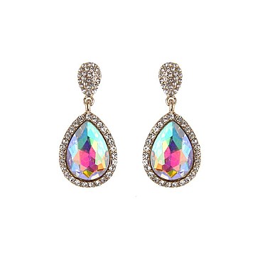 FASHIONABLE RHINESTONE POST EARRING W/ SMALL GEMS SLEQ586