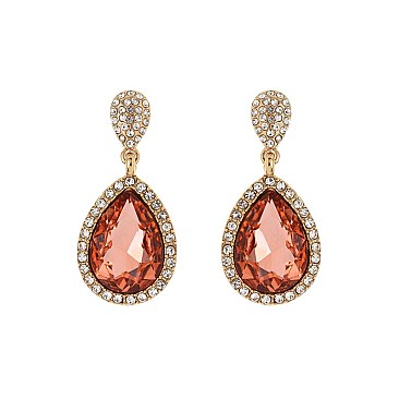 FASHIONABLE RHINESTONE POST EARRING W/ SMALL GEMS SLEQ586